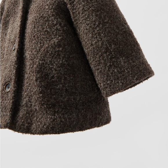 Zara kids brown boucle coat unisex size 9-12 months - Picture 2 of 6